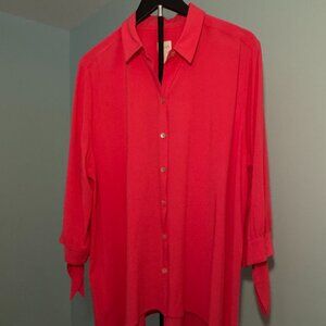 Chico's Women's Bundle 2 Blouses 100% Linen White & Orange/White Pattern  Size 3